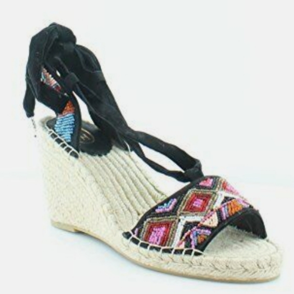 Ash Paola Fabric Open Toe Platform Sandals Black -6 - Picture 1 of 8